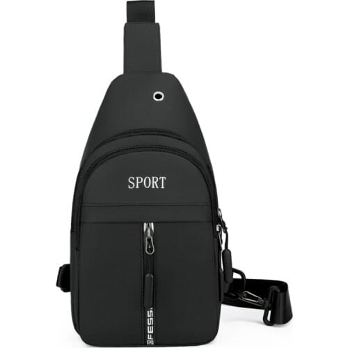 Mens Waterproof Fabric Shoulder Bags Outdoor Multifunction Men Travel Chest Bag with Earphone Hole Fashion Messenger Pack Bags