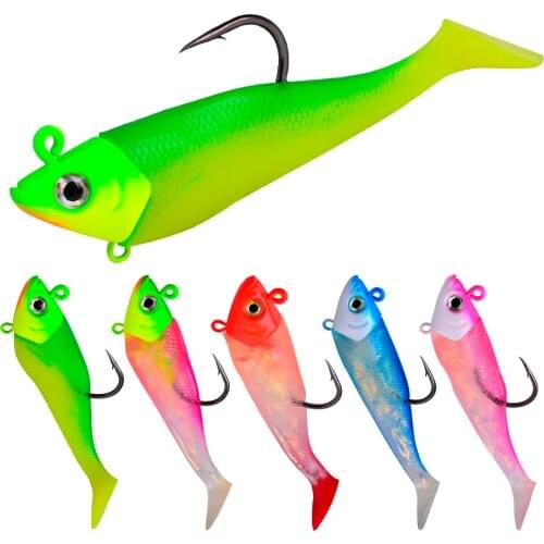 New Arrived 1Head + 2Tails Jig Head Soft Silicone Fishing Lure Wobblers Swimbait Artificial Soft Bait Bass Fishing Tackle