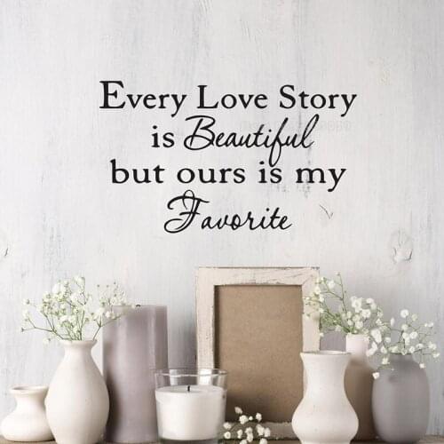 Frase Wall Decal Every Love Story Is Beautiful Quotes Stickers For Living Room Decor Vinyl Decals Wallpaper muurstickers LL2634