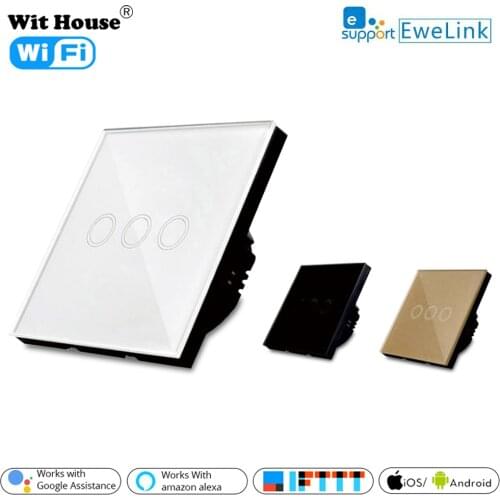 EWeLink Wifi Wall Touch Switch 1/2/3 Gang EU No Neutral Wire Required Switches Smart Single Wire Wall Switch Works With Alexa