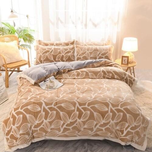 2021 New Jacquard Luxury Home Bedding Set Four-piece Thickening Warm Flannel Duvet Cover Sheet Pillow Case Double Extra Bedding