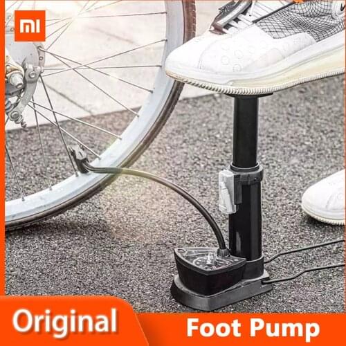 New Xiaomi Deli Pedal Pump with Watch,Mini Bike Pump Foot Pump Portable Air Bicycle Pump Compressor Pedal Tire Inflator