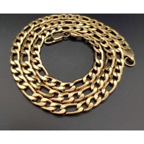 6mm Hollow Necklace Figaro Chain Personality Stainless Steel Necklaces for Women Men Jewelry