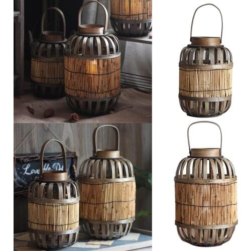 Handmade Wicker Garden Lantern Candelabra Tea Light Candle Holder for Home Decoration