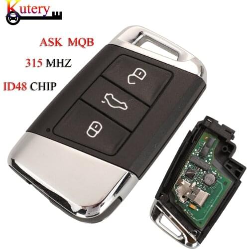 Kutery 5pcs/Lot Remote Smart Car Key For VW/Volkswagen Magotan B8 Keyless-Go 3 Buttons ASK MQB 315MHZ ID48 Chip