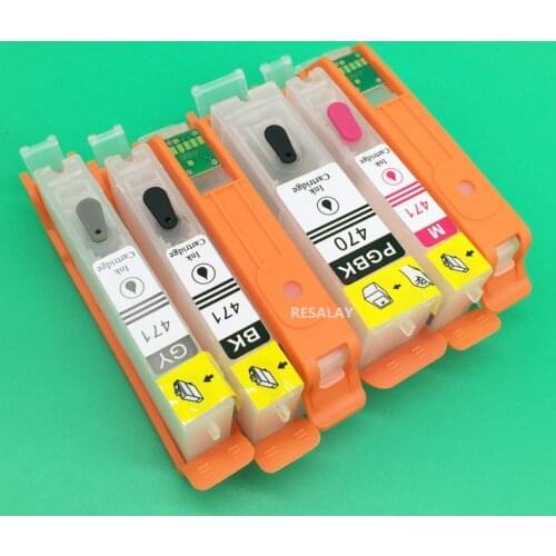 6PCS/Lot PGI-470 CLI-471 PGI470 CLI471 Empty Refillable Cartridge With Permanent Chip For Canon PIXMA MG7740 Inkjet Printer