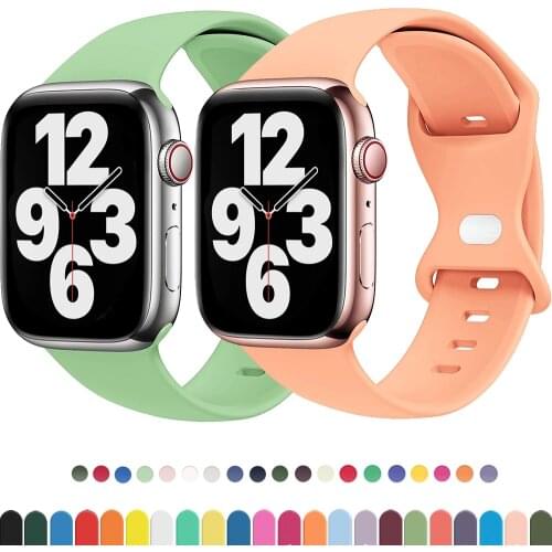 Silicone Strap For apple watch band 44mm 40mm 38mm 42mm correa 44 mm rubber belt wristband for bracelet iwatch serie 3 4 5 6 Se