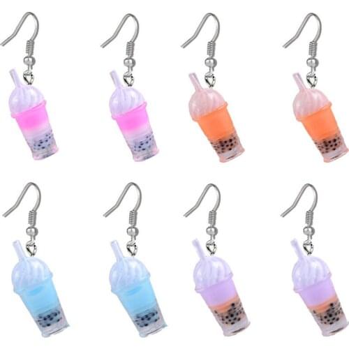 S925 Silver Funny Simulation Milk Tea Cup Hypoallergenic Earrings Drink Cup Jewelry Womens Fashion Personality Gifts