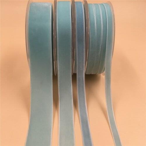 6MM,9MM,15MM,25MM V045 Blue Nylon Single Face Velvet Ribbon,none stretch velour ribbons webbing DIY accessories