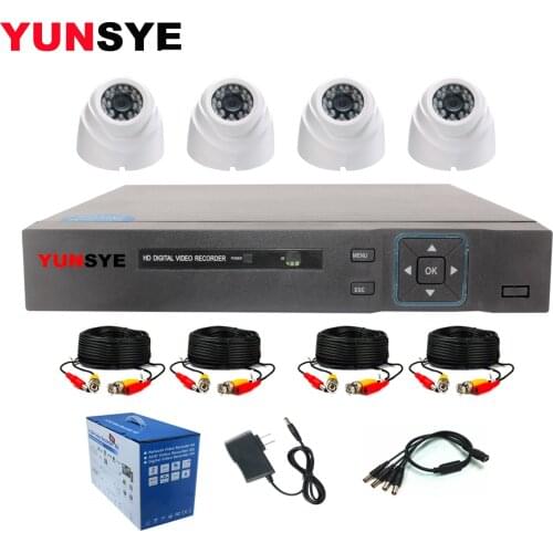 YUNSYE 4CH 1080N AHD DVR Kit 4PCS 720P/1080P Infrared AHD Dome HD Camera Kit CCTV Security System Indoor Surveillance Kit