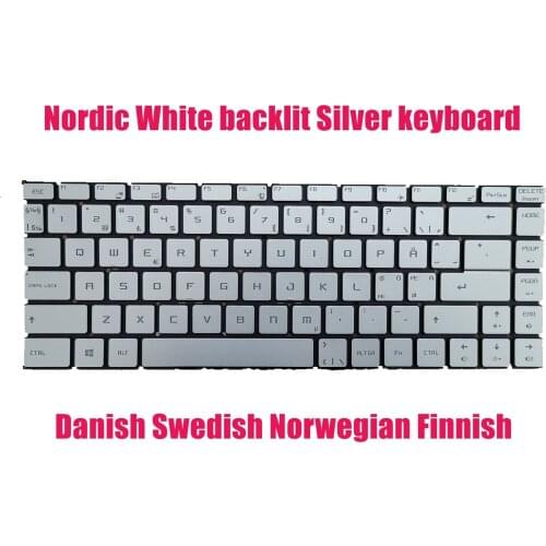 Nordic Silver backlit keyboard for MSI PS42 8RB/PS42 8M((MS-14B1)/PS42 Modern 8RC(MS-14B2) 9Z.NEVBN.A1N