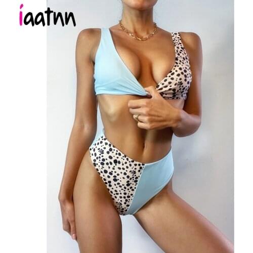 Sexy Patchwork Leopard Bikinis 2021 High Waist Swimsuit Women Swimwear Female Bikini Set Bathing Suit Woman Wear Maillot De Bain