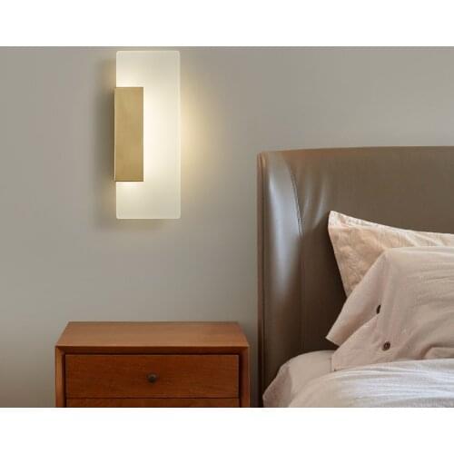 Modern Luxury Copper Wall Lamp Livingroom Bedroom Bedside Minimalism Wall Sconce Art Designer Bracket Nordic Lighting Fixture