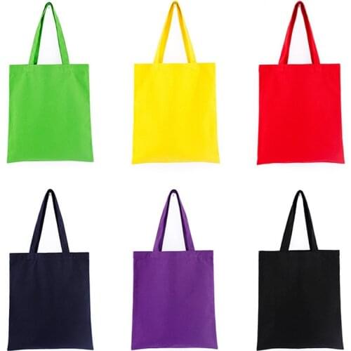 50pcs Colorful Blank pattern Canvas Shopping Bags Eco Reusable Foldable Shoulder Bag Handbag Tote Cotton Tote Bag Custom log0