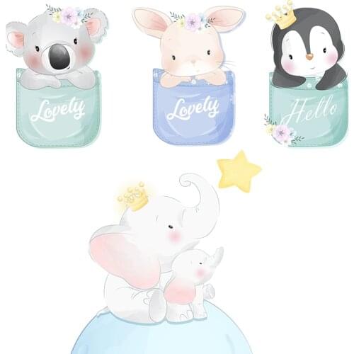 Three Ratels QCF26 Cute forest Animal Pocket rabbit Penguin Koala wall sticker for kids Kitchen laptop toilet Decal