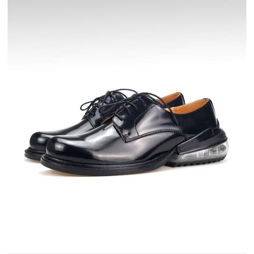 Hot Round toe Derby Shoes Genuine Leather Casual Shoes Lace up Black Mens Shoes High Quality Shoes for men