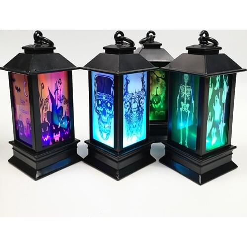 Halloween Decoration Led Candles Tea Light Vintage Castle Pumpkin Ghost Hanging Led Lantern Lamp Halloween Party Home Supplies