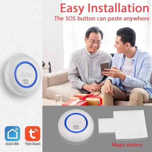TUYA Smart Wireless WIFI SOS Button Sensor Alarm Elderly Alarm Waterproof Emergency Help Alarm Switch Work SOS Emergency Button
