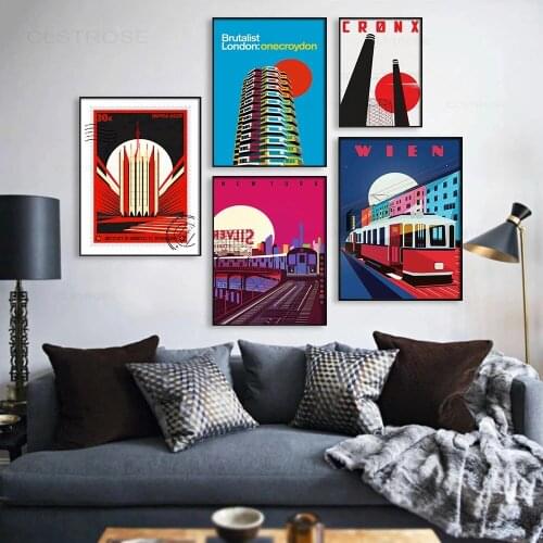 Russia Architecture Art Prints Vintage Poster Quotes Canvas Print Modern Soviet Brutalism Art Painting Wall Decoration Picture