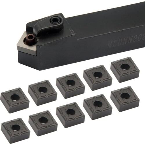 10PCS SNMG120408 PM1 PC4125 Carbide Inserts + 1PC MSDNN2020K12 External Turning Tool Holder CNC Lathe Cutter Tool Set For Steel