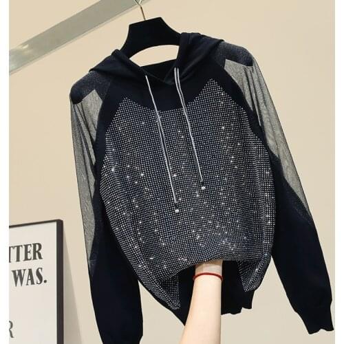 New Womens Heavy Hot Drill Knit Jumper Top Female Hooded Cap Loose Long-sleeved Leisuer Knitting Coat Students knit pullover