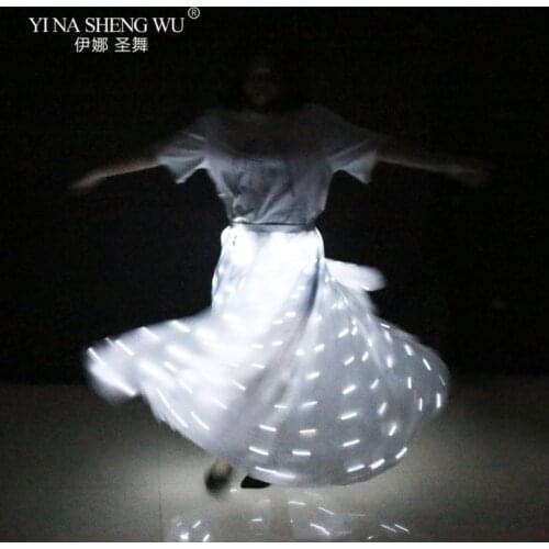 New LED luminous Skirt Christmas Dance Party Colorful LED Tutu Skirt Sexy White Multicolor Long Skirt Belly Dance LED Skirt 1pc
