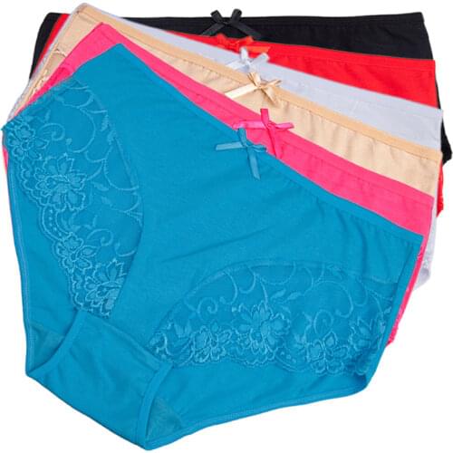 Woman Underwear High Waist Panties Cotton Dot Print Sexy Plus Size Womens Under Wear Panties Ladies Briefs 6 pcs/lot