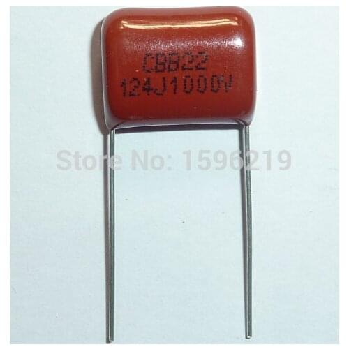 10pcs CBB capacitor 124 1000V 124J 1KV 0.12uF 120nF P15 CBB22 Metallized Polypropylene Film Capacitor