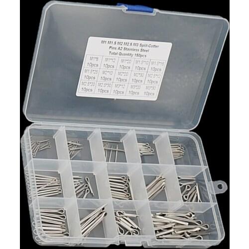 150PCS M1M1.5 M2 M2.5 M3 GB91 304 Stainless Steel Split Pin Kit Corrosion Resistance Removable And Reusable High Quality Durable