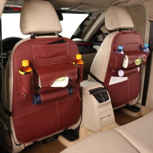 2pcs Leather Auto Car Multifunction Back Bag Storage Bag Abrasion Resistance Car Storage Bag Car Seat Back