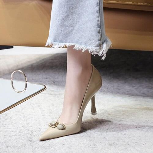 2021 spring new stiletto heel temperament shallow mouth pointed work single shoes banquet dress fashion womens shoes