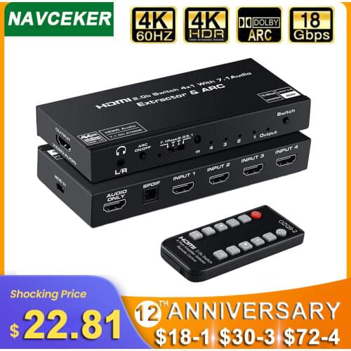 2020 HDMI Audio Extractor 4K HDMI SPDIF Converter 5.1 HDMI to HDMI to RCA Splitter Optic TOSLINK Switch Digital 7.1 HDMI Adapter