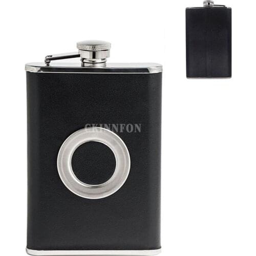 50Pcs/Lot Pocket Luxury With Collapsible Glass Liquor Wraped Leather Screw Cap Alcohol GLASS Wine Pot Hip Flask Wine Bottle