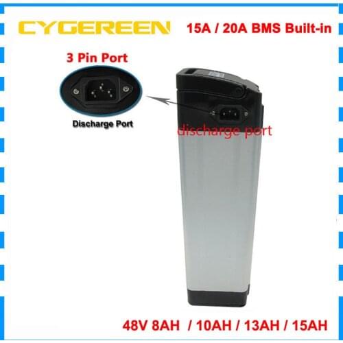 500W 48V 10AH 21AH Silver Fish Battery 750W 1000W 48 V 13AH 15AH Lithium Ebike Akku Battery pack With BMS 54.6V 2A Charger