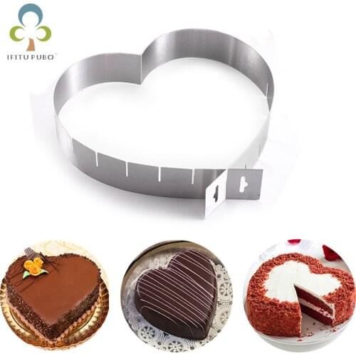 6-11 inch Adjustable Stainless Steel Mousse Ring Heart Shape Cake Molds Baking Moulds Kitchen Dessert Cake Decorating Tools YJN