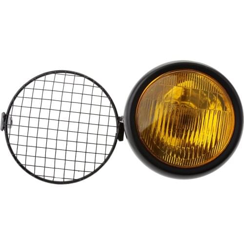 7.68" Retro Motorcycle Headlight Side Mount Cover Oblique Net