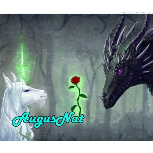 5d full round diamond painting unicorn dimont embroidery dragon horse painting oil paint by numbers canvas painting rose flower