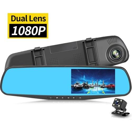 Car Dvr Full HD 1080P Camera Auto 4.3 Inch Video Recorder Rearview Mirror Digital Video Recorder Dual Registration Camcorder