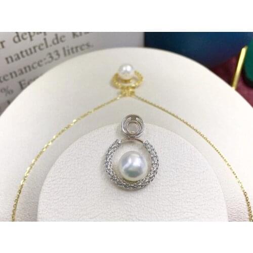 Circle 925 Sterling Silver Pendant Mountings Base Findings Jewelry Fittings Accessories Parts for Pearls Stones Crystal Coral