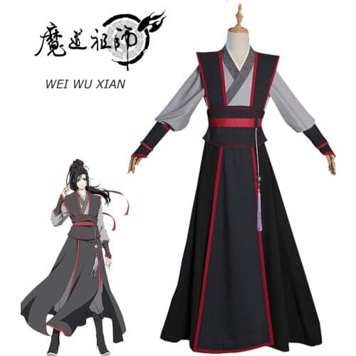 FREE shipping Mo Dao Zu Shi Cosplay Wei Wuxian Young Grandmaster of Demonic Cultivation Costume Men Anime Wei wuxian Wig shoes