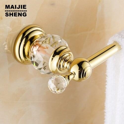 Free shipping bathroom Brass & Crystal Golden Single Towel Bar,Towel Holder, Towel Rack, Bars Products,Bathroom Accessories