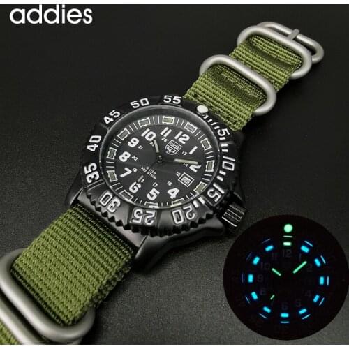 ADDIES Top Brand Air Force Men Watch Nylon Strap Waterproof Sport Outdoor Clock 24H Display Quartz Wristwatch Relogio Masculino