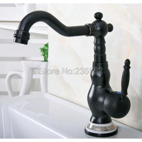 Black Oil Rubbed Bronze Single Hole Single Handle Swivel Spout Kitchen Sink Bathroom Vessel Basin Faucet Mixer Tap Lnf659