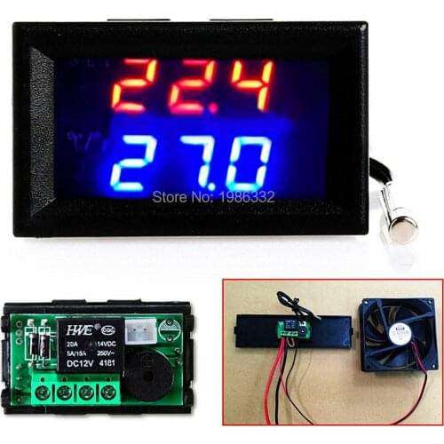WS16 DC 12V Digital LED Microcomputer Intelligent Electronic Thermostat Switch Smart Relay Temperature Controller Sensor