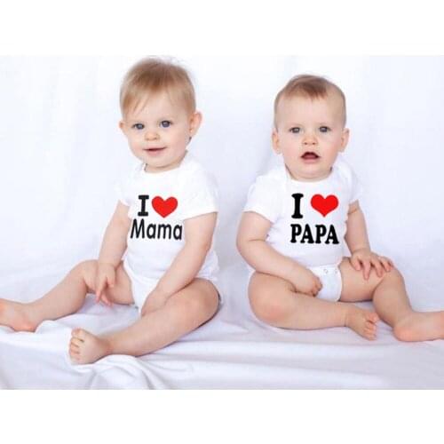 Newborn Baby Cottton Romper I Love Mama Papa Design Infant Boy Girl Family Matching Clothes Toddler Funny Jumpsuit Outfit 0-24M