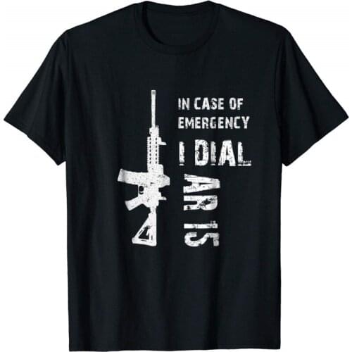 Gun Lover Tee - I Dial Ar-15 - Gun Control Shirt 100% Cotton Summer Mens Summer Tops Tees T-Shirt Funny Print T Shirts