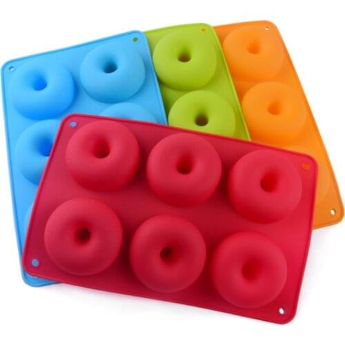 Hot 100pcs/lot 6-cavity Silicone Donut Baking Tray non-stick cake Mold Making Tool Baking non-stick And heat-resistant Reusable