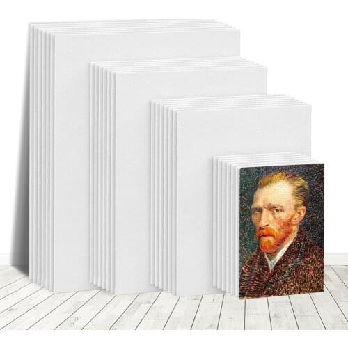 6Pcs 8 Sizes Cotton Artist Plain White Stretched Painting Canvas Acrylic Framed Board Art For Primed Oil Acrylic Paint Wholesale