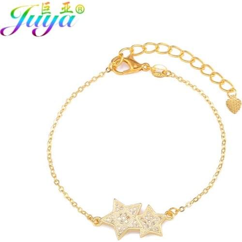 Juya Christams Gift 12 Constellation Zodiac Bracelet Jewelry Micro Pave Zircon Gold//Rose Gold Star Women Charm Bracelets