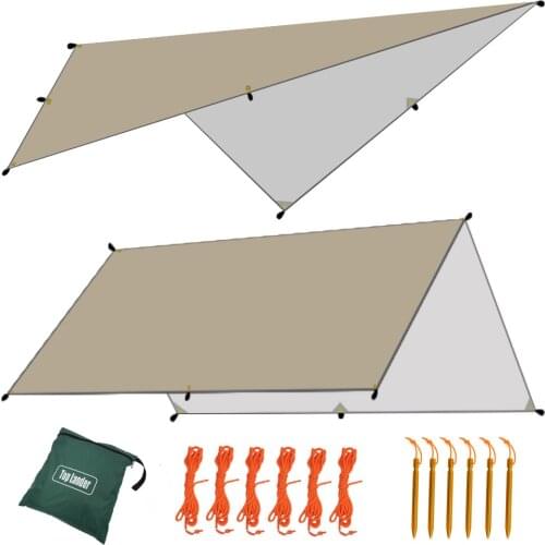 Camping Tourist Tarp with Peg Rope Waterproof Ultralight Sun Shelter Outdoor Awning Tent Sail Canopy Sunshade Garden Shade Cover